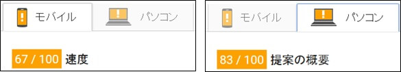 変更前のPageScreen insightsスコア