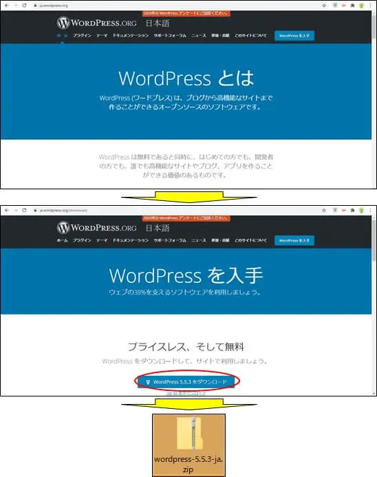 WordPressのダウンロード画面