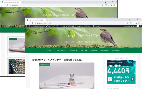 サイトの表示画面